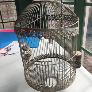 View of White Wire Decorative Large Bird Cage Retro Vintage Wedding Lighting ...