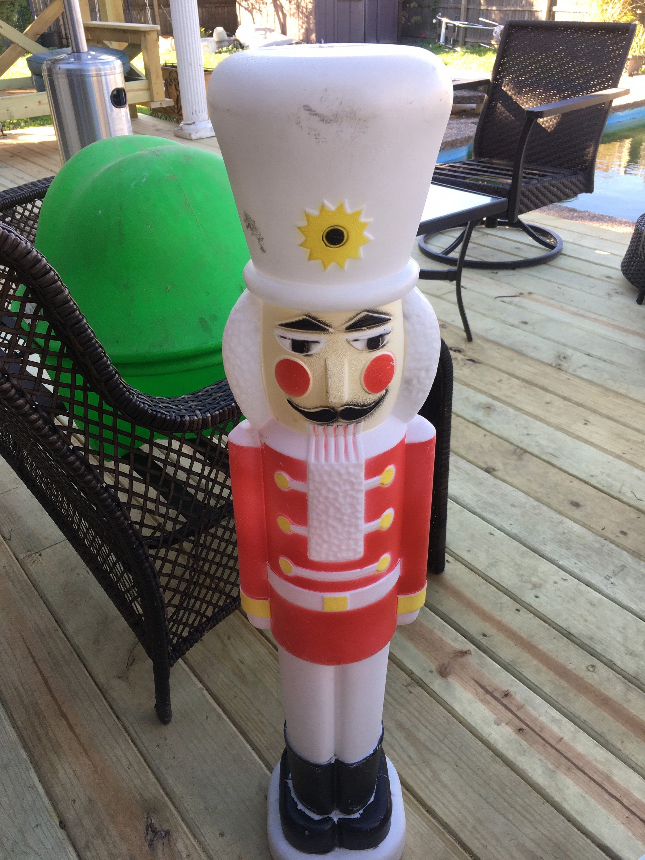 25% Off Spring Sale Vintage Nutcracker Soldier Blown Mold Plastic Red White Holiday Christmas Empire Plastics