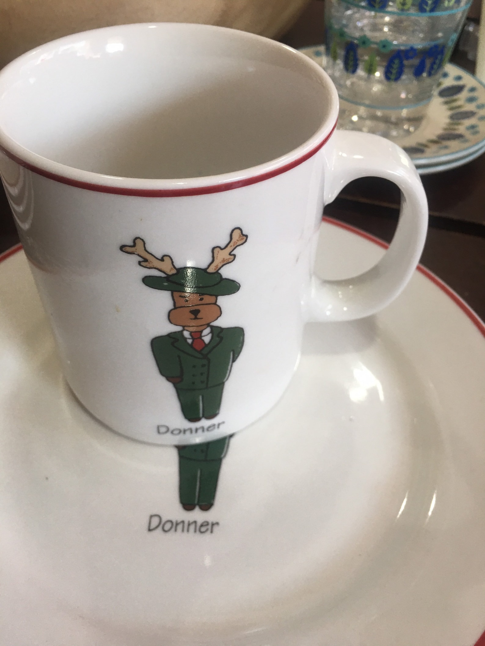Retro Donner reindeer plate with matching mug christmas Etsy