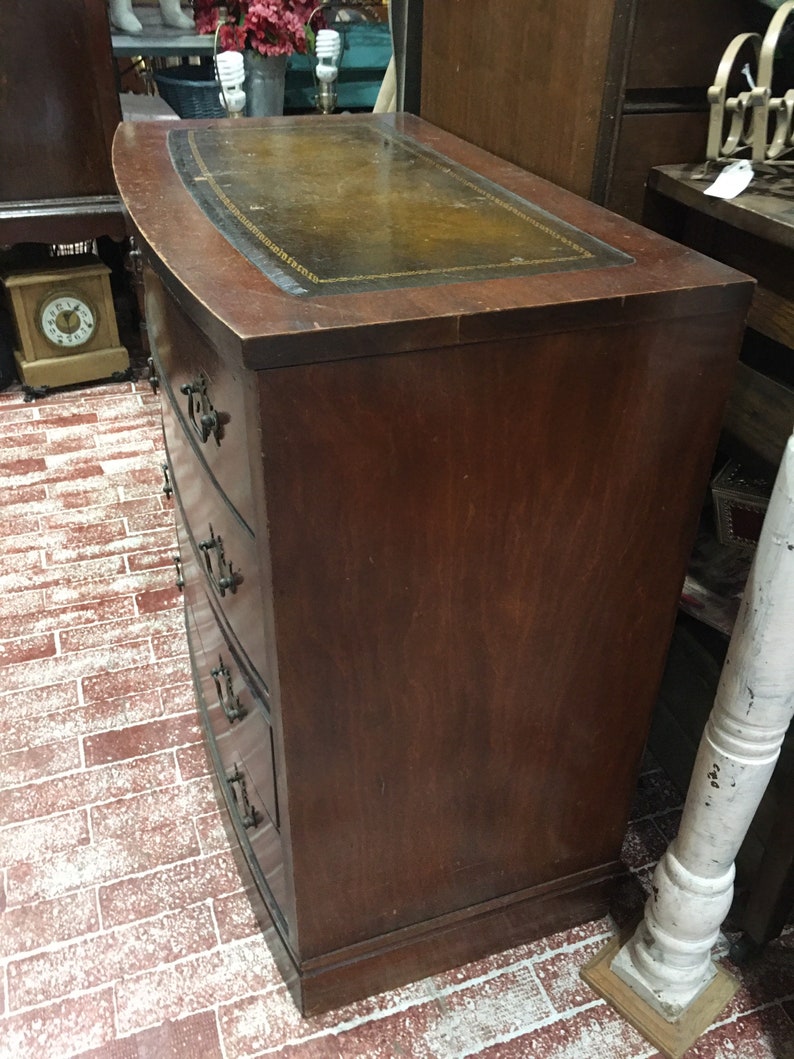 Traditional Cherry Low Rise Dresser With Leather Insert Wet Etsy