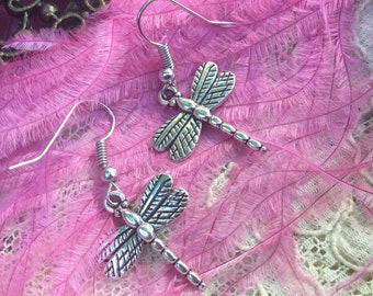 Dragonfly Earrings, Bug Earrings, Dragonfly Jewelry, Insect Dangle Earrings, Gifts Under 10, Nature Earrings, Bestie Gift, Mom Gift