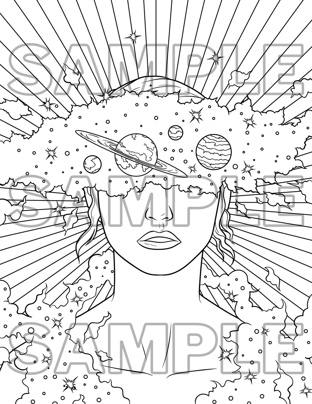 Universe Women Coloring Page - Etsy