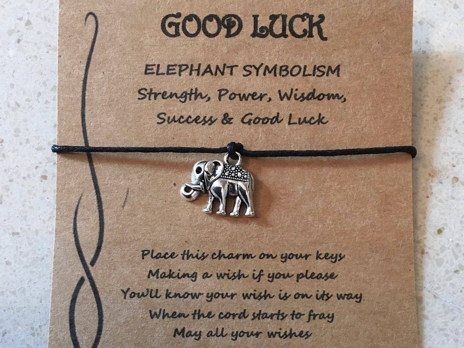 Good luck Elephant symbolism quote key keyring wish Etsy