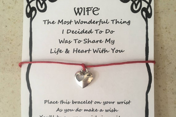 various charms and colours wish bracelet wife Valentine’s Day card wish gift quote best friend for life