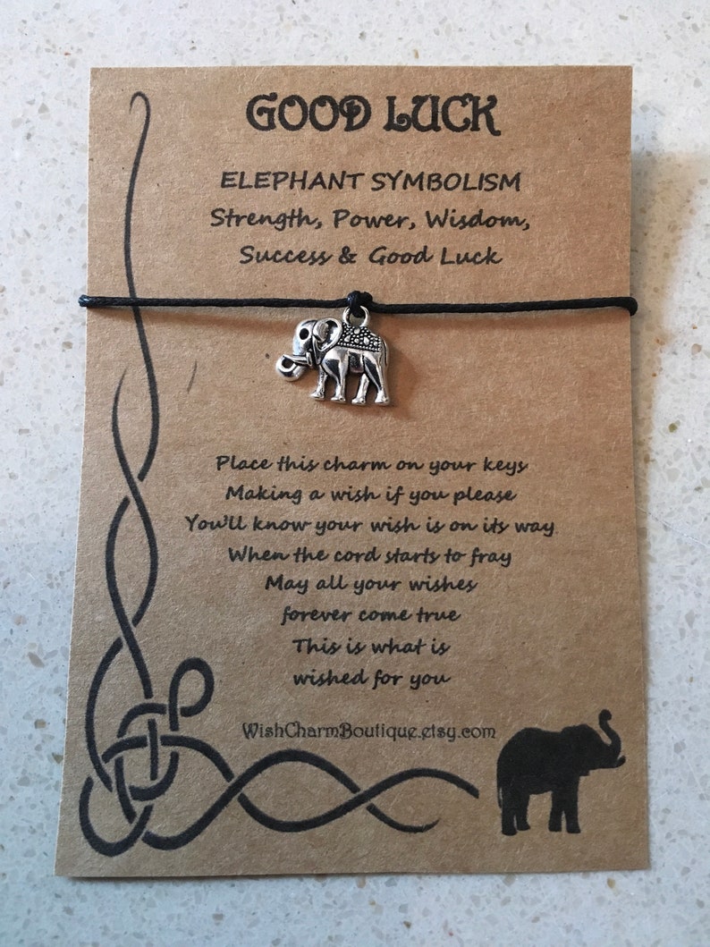 Good luck Elephant symbolism quote key keyring wish Etsy