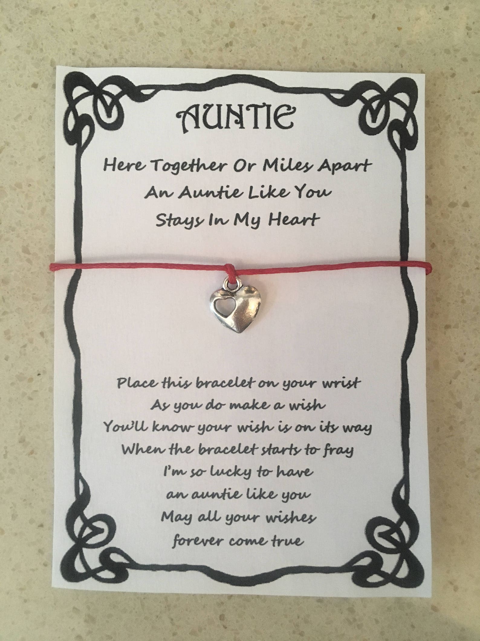 Tante kaart wens armband charme armband geschenk mijlen Etsy