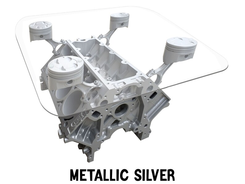 Engine Block Coffee Table Metallic Silver