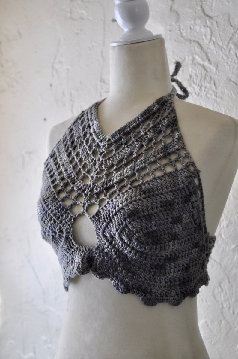 festival clothing Gray Bralette halter top boho crop top