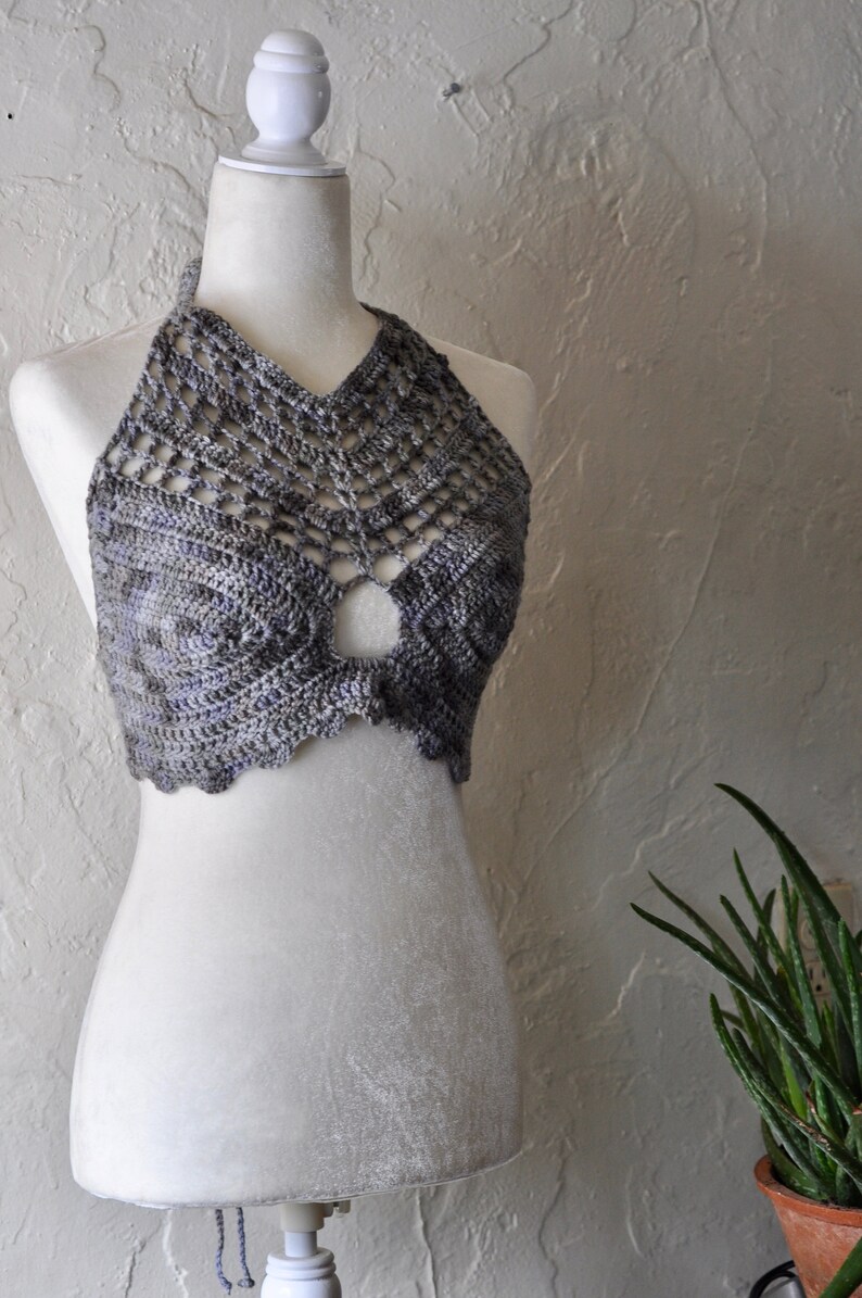 festival clothing Gray Bralette halter top boho crop top