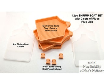 12pc SHRIMP BOAT Set w/Plugs and Lids Diamond Painting Trays