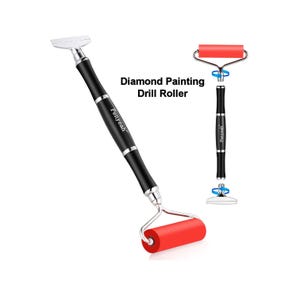 May include: A black and silver diamond painting drill roller with a red roller. The roller is labeled "Penyeeah". The text "Diamond Painting Drill Roller" is also included in the image.
