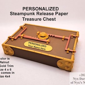 Choose Color PERSONALIZED Steampunk Release Paper Treasure Chest
