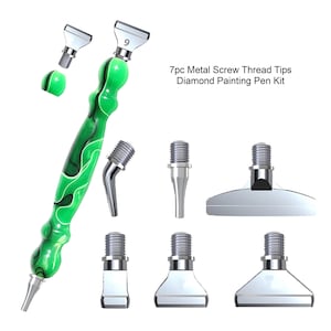 7 pc Green Metal Screw Thread Tips Diamond Painting Pen Kit