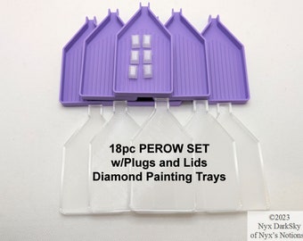 18pc PEROW SET w/Plugs and Lids Diamond Painting Trays