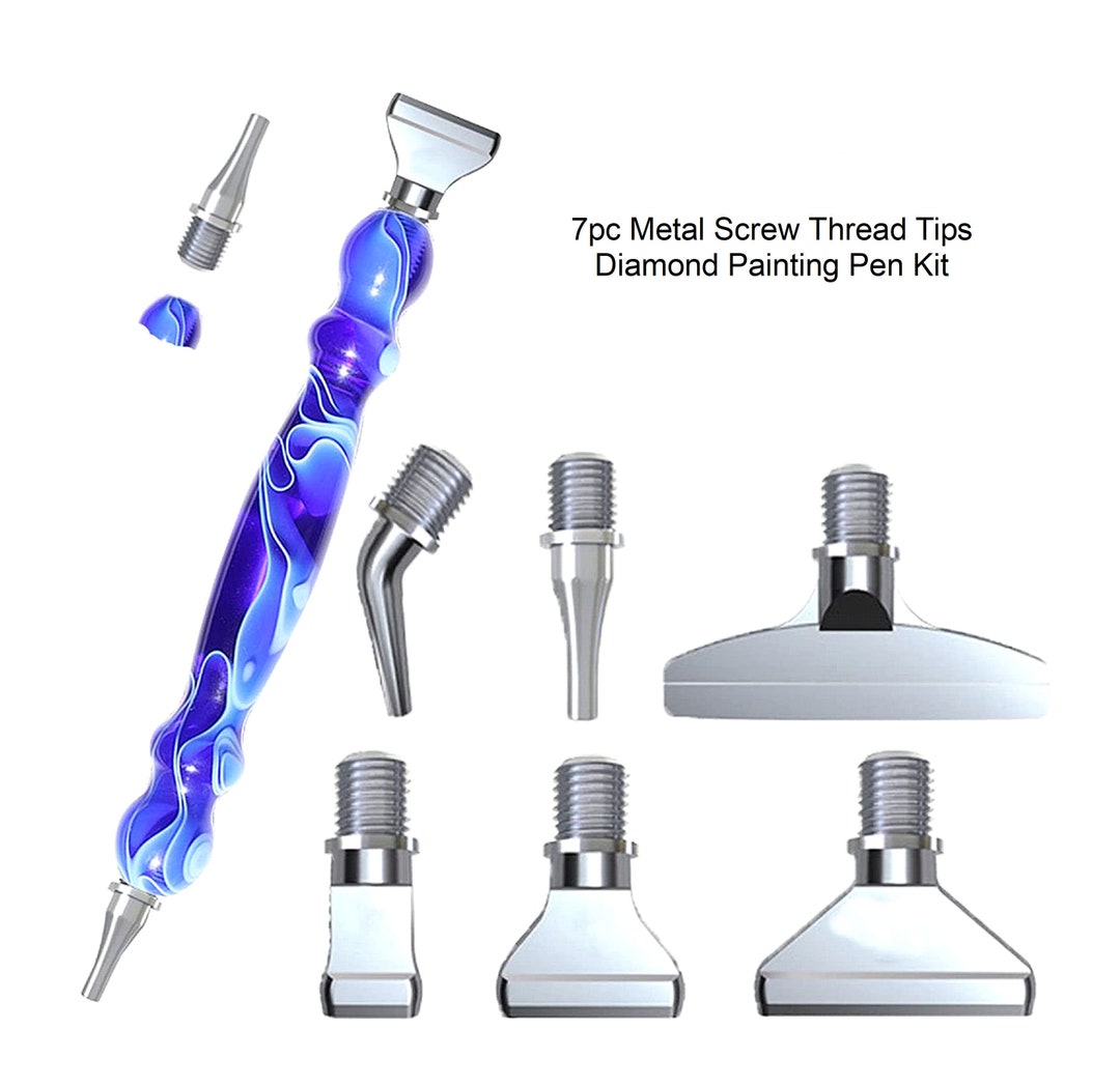 7 Pc Dark Blue Metal Screw Thread Tips Diamond Painting Pen Kit - Etsy