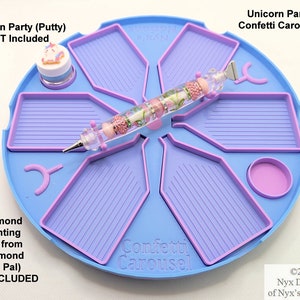 UNICORN PARTY Confetti Carousel Diamond Painting Tray Set