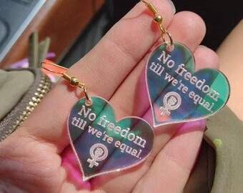 Holographic Acrylic Feminist Earrings | Equality | Pro-choice | Feminism | Abortion Rights