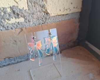 Holographic Croquette Bow Earrings | Iridescent | Acrylic | Valentines day | Vintage | Girly | Clara Bow | TTPD