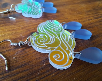 Starry Night Holographic Acrylic Earrings | Van Gogh Inspired | Space | Rainclouds | Summer | Spring | Weather | Nature