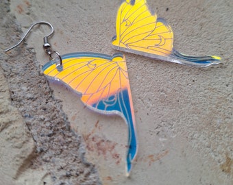 Holographic Lunar Moth Earrings | Insect | Pollinator | Summer | Spring | Acrylic