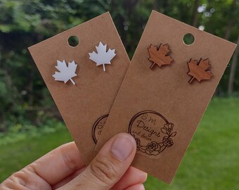 Maple Leaf  Studs | Simple Fall Jewelry | Autumn | Halloween | White Acrylic | Cherry | Minimalist