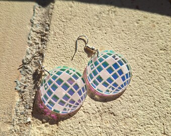Holographic Disco Ball Earrings | Mirrorball | Retro | Summer | Spring | Acrylic | Groovy | Iridescent | Suncatcher |Folklore|Barbie|Trendy