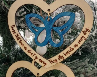 Memorial Christmas Ornament | Butterfly | Dragonfly | Wood | Hand Painted | Car Charm | Mirror Hanger