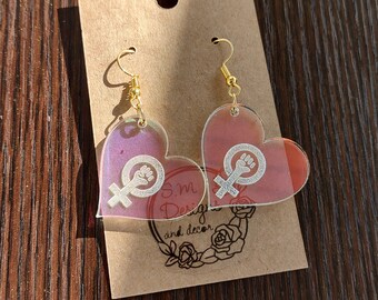 Holographic Acrylic Feminist Earrings | Equality | Pro-choice | Feminism | Abortion Rights