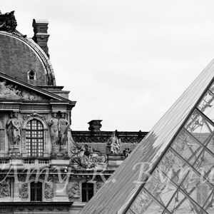 The Louvre Pyramid, Paris, France, Europe. Classical Architecture Meets Modern.  Fine Art Travel Paris Photography, Canvas or Paper Print