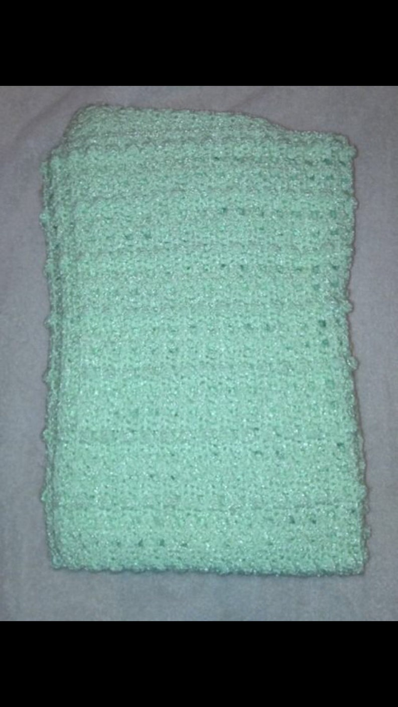 Mint green variegated baby yarn handmade crochet baby blanket