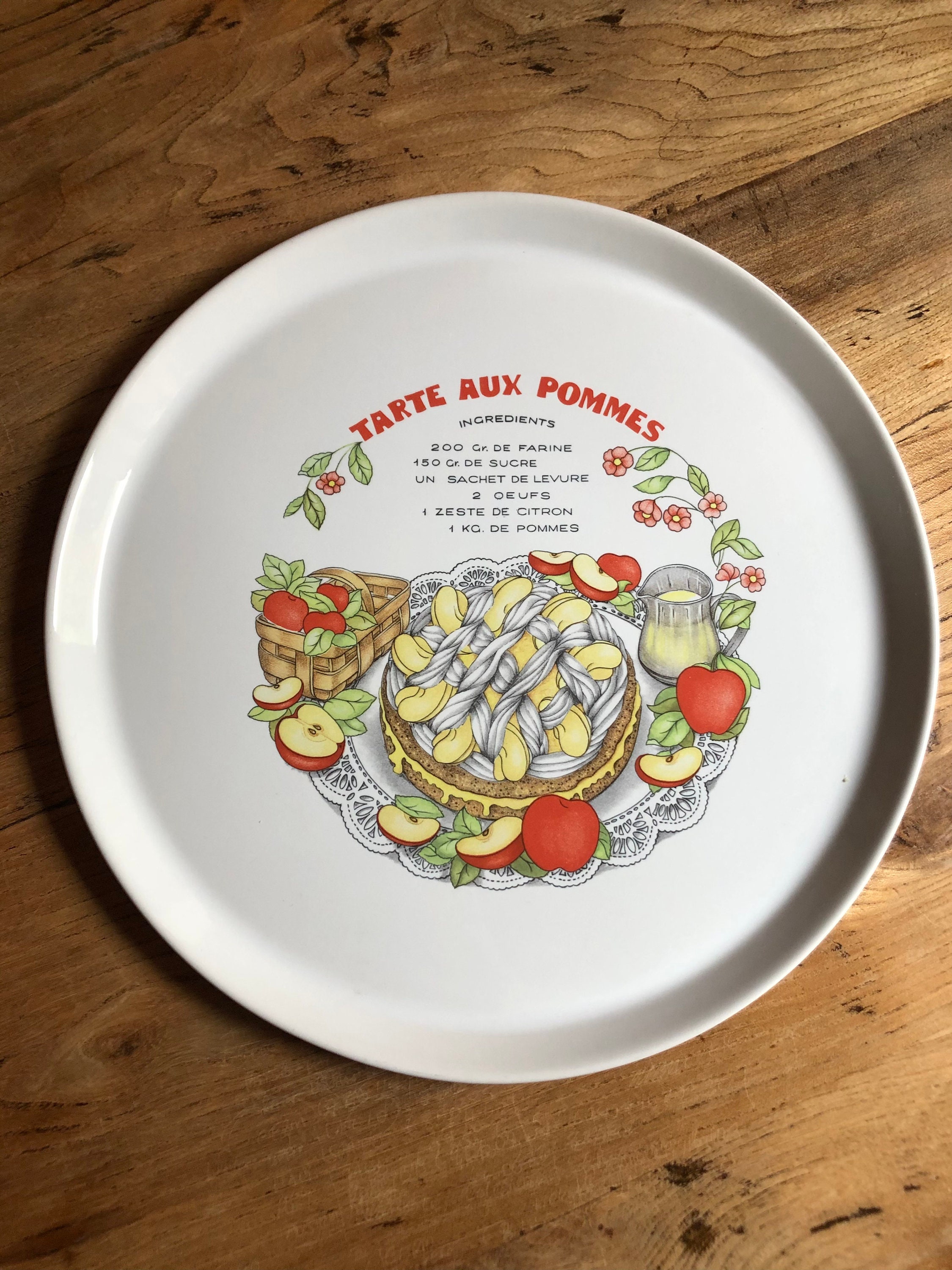 Français Assiette de Tarte Aux Pommes Vintage