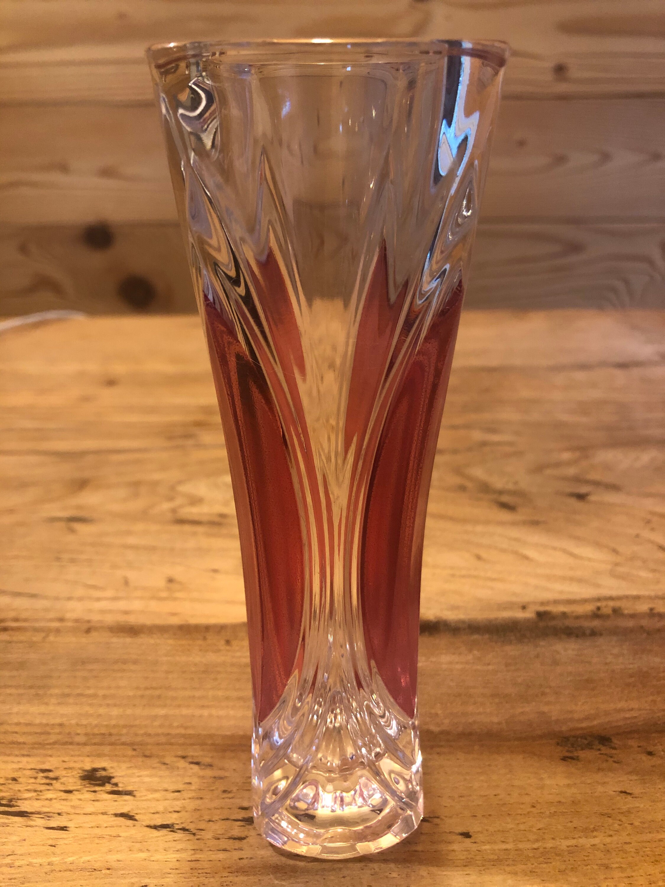 Vase Dépoli Rose en Verre Des Années 60