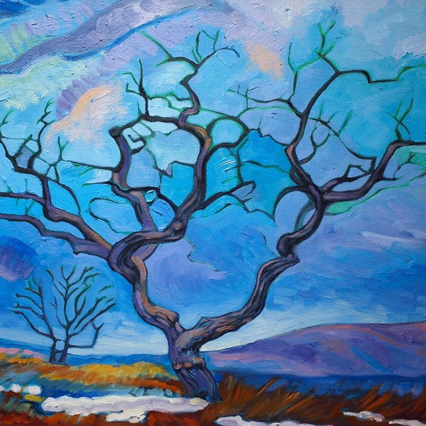 Oak Tree Winter Wall Art Etsy