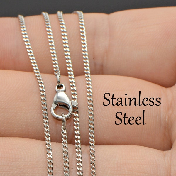 10/50 x Stainless Steel Necklaces for Women, Dainty Curb Chain Choker Necklace, 1.5mm Delicate Cuban Link Necklace Chain