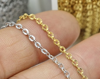 Chaîne scintillante taillée en diamant par le pouce de longueur, chaîne en acier inoxydable, chaîne de câble en gros en argent, chaîne en or pour la fabrication de bijoux