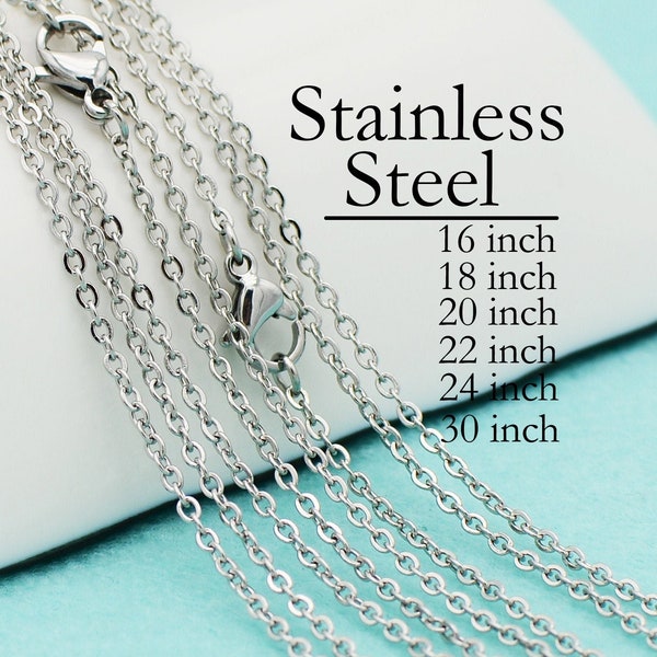 Stainless Steel Necklace Gold Silver for Women, Tarnish Free Link Chain for Women, Cable Chain Rolo Necklace for Jewelry Making