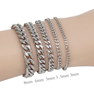 Stainless Steel Cuban Bracelet for Men or Women, Cuban Chain Bracelet, Cuban Link Bracelet,  Silver Cuban Chain Necklace, Gift for Him Her