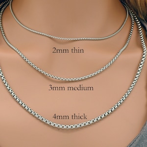 Collier en acier inoxydable 16,18,20,22,24,30 pouces, collier de chaîne de boîte ronde, vente en gros de chaîne en acier inoxydable pour femmes et hommes image 3