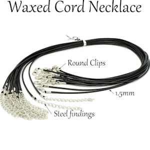10/50 pcs - Black Waxed Necklace Cord in High Quality, 18 Inch Waxed cord necklace/ choker, Bulk Wholesale Black Wax Cord Necklaec for Women