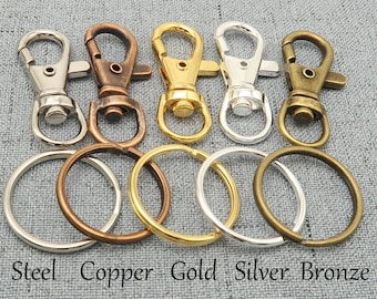 Wholesale Silver Solid Push Gate Snap Clip Spring Key Ring Clasps Car Key Holder 