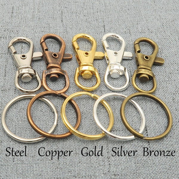 10 x Keychain Supplies Bulk, Swivel Clip Key Clasp, Swivel Hook Snap Fob for Key Chain Making for Men Women - Silver Bronze Copper Gold