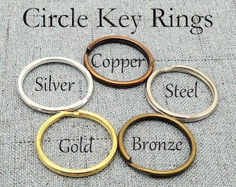 Bulk Wholesale Key Rings, Circle Keyring Split Ring, Keychain Supplies, 25mm 30mm Round Keyrings for Keys - Silver Bronze Copper Gold