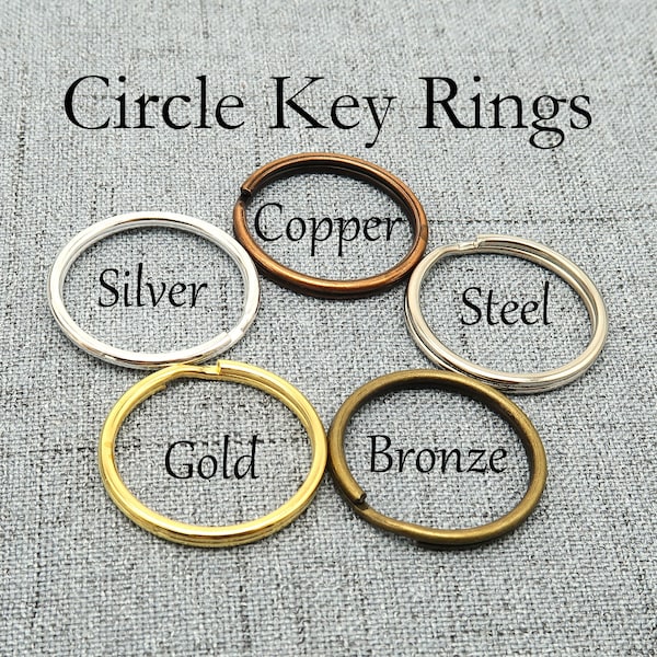 Bulk Wholesale Key Rings, Circle Keyring Split Ring, Keychain Supplies, 25mm 30mm Round Keyrings for Keys - Silver Bronze Copper Gold