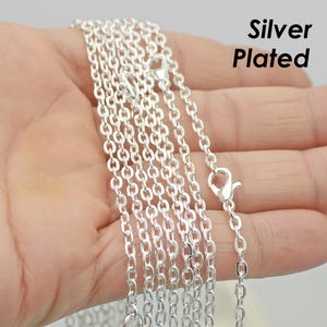 Silver Chain Necklace 18, 24, 30 Inch Cable Necklace for Women, Silver Plated Necklace Chain for Jewlery Making