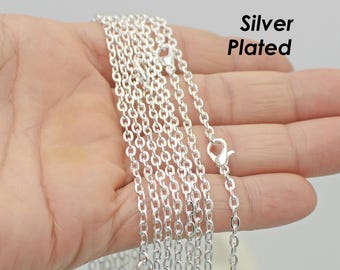 Zilveren ketting 18, 24, 30 inch kabelketting voor dames, verzilverde kettingketting voor het maken van sieraden