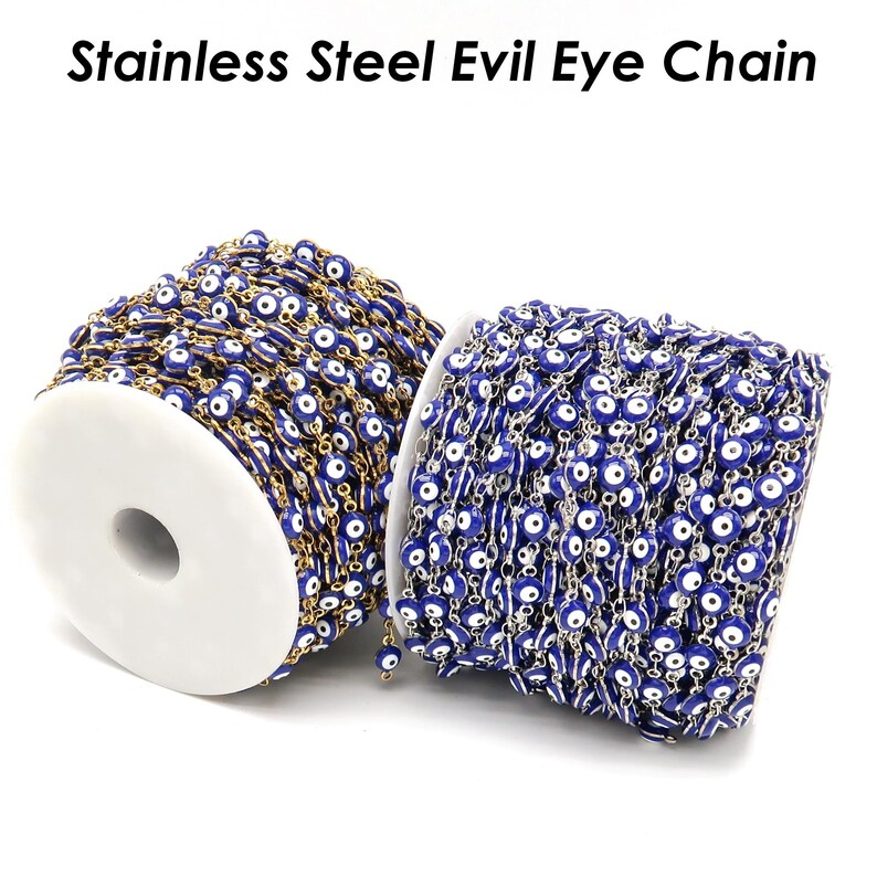 Evil Eye Chain, Evil Eye Bead Chain Stainless Steel Chain for Jewelry ...