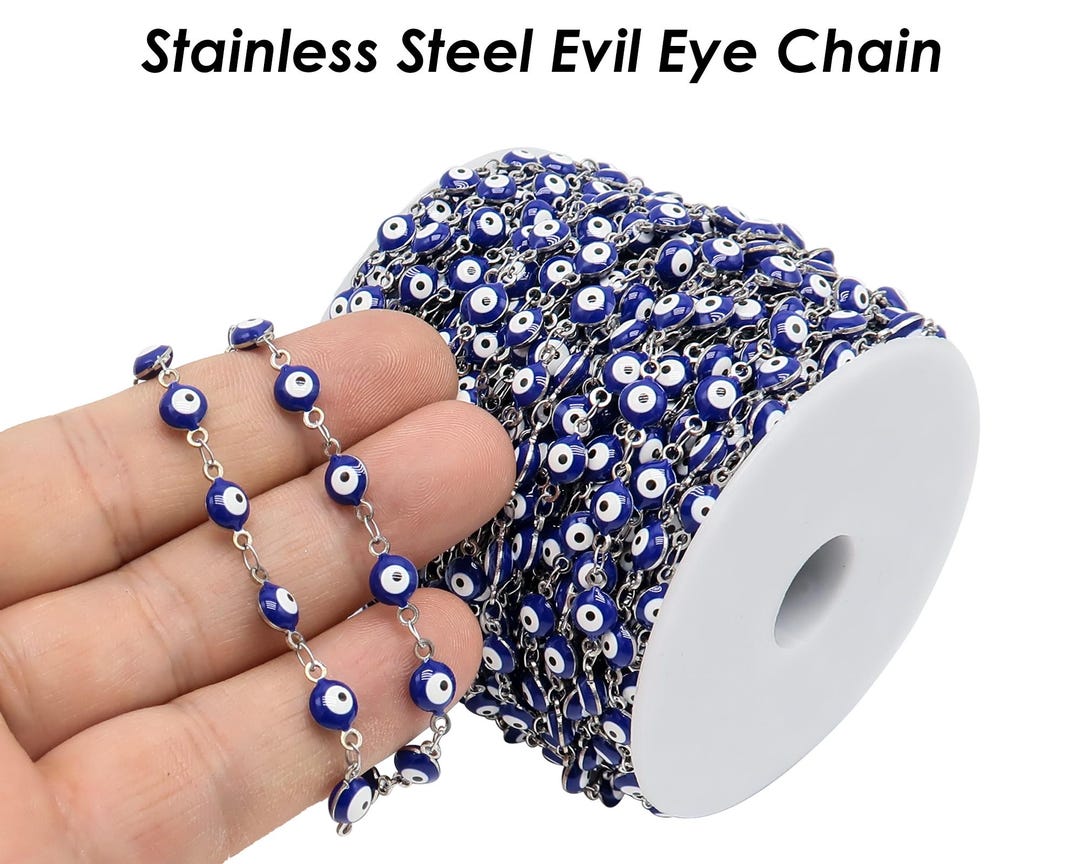 Evil Eye Chain, Stainless Steel Chain for Necklace or Bracelet Making ...