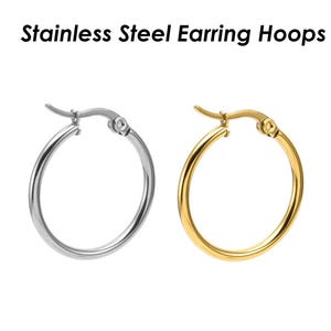 Stainless Steel Earring Hoops Gold Silver, Big Hoop Earrings for Women, Gold Hoop Earring Gift for Her, Jewelry Craft Supplies
