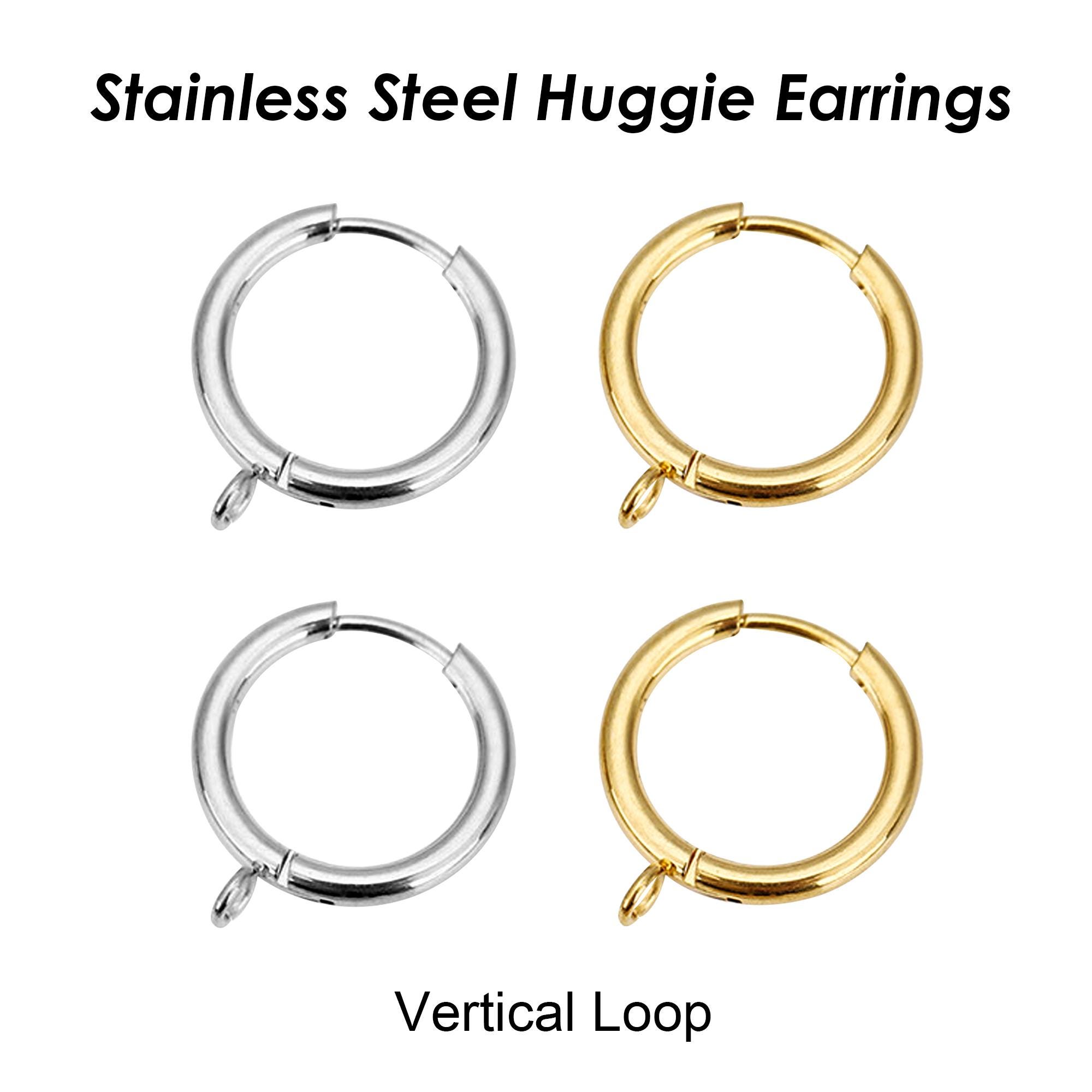10 X Stainless Steel Ear Hoop With Loop, Huggie Hoop Earrings Gold ...