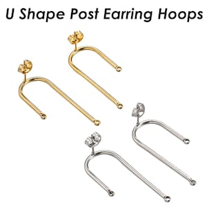 Stainless Steel Hoop Earring Gold Silver, U-Shaped Earring Posts, Arch Earring Connector, Stud Earring Findings, Jewelry Supplies